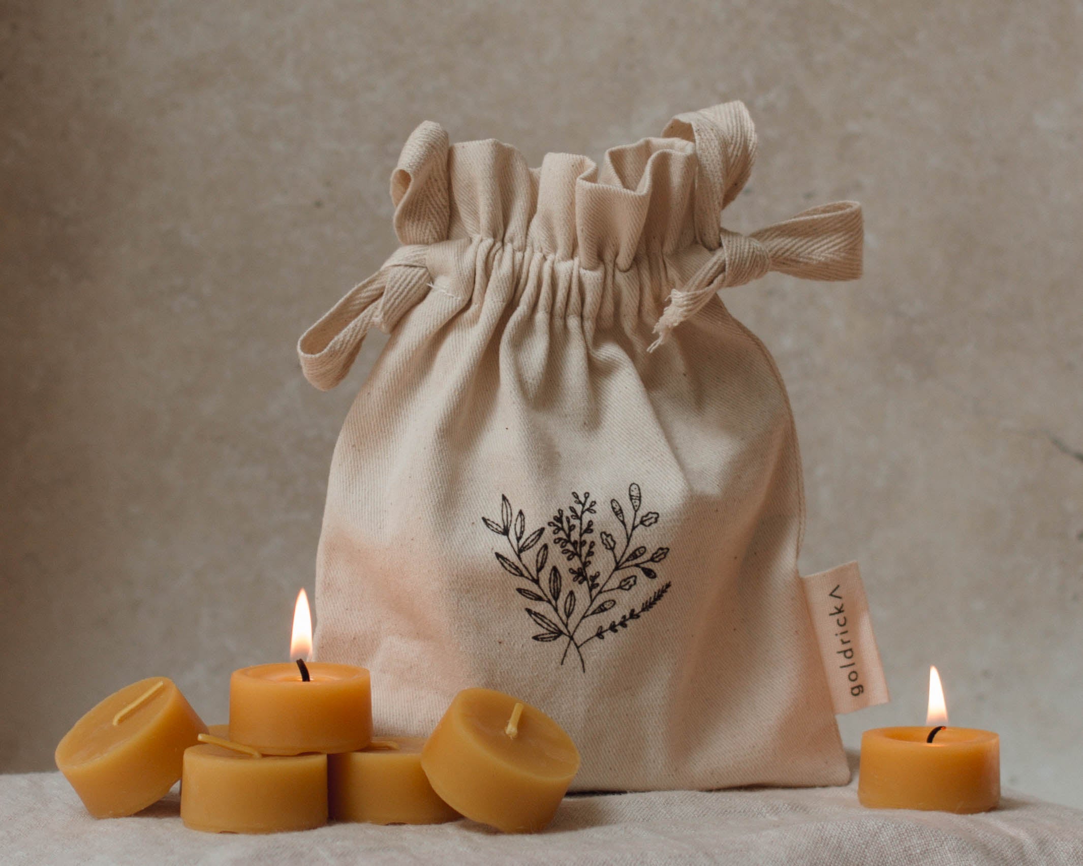 Beeswax Tealights by Goldrick. Natural Candles, Eco-Friendly. Perfect for eco-conscious consumers.