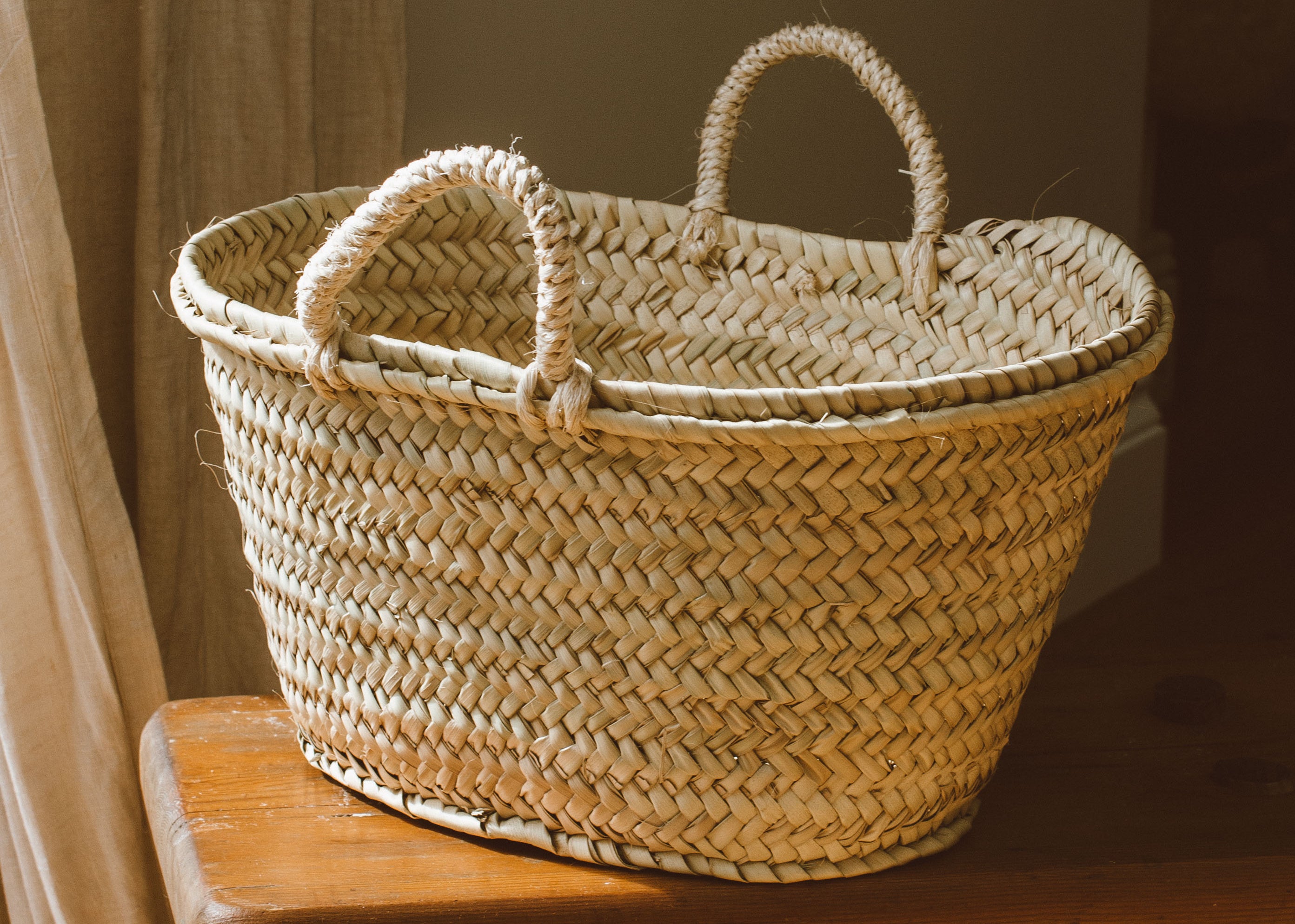 Straw French Market Basket by Goldrick. Handmade Gifts, Gifting. Perfect for eco-conscious consumers.