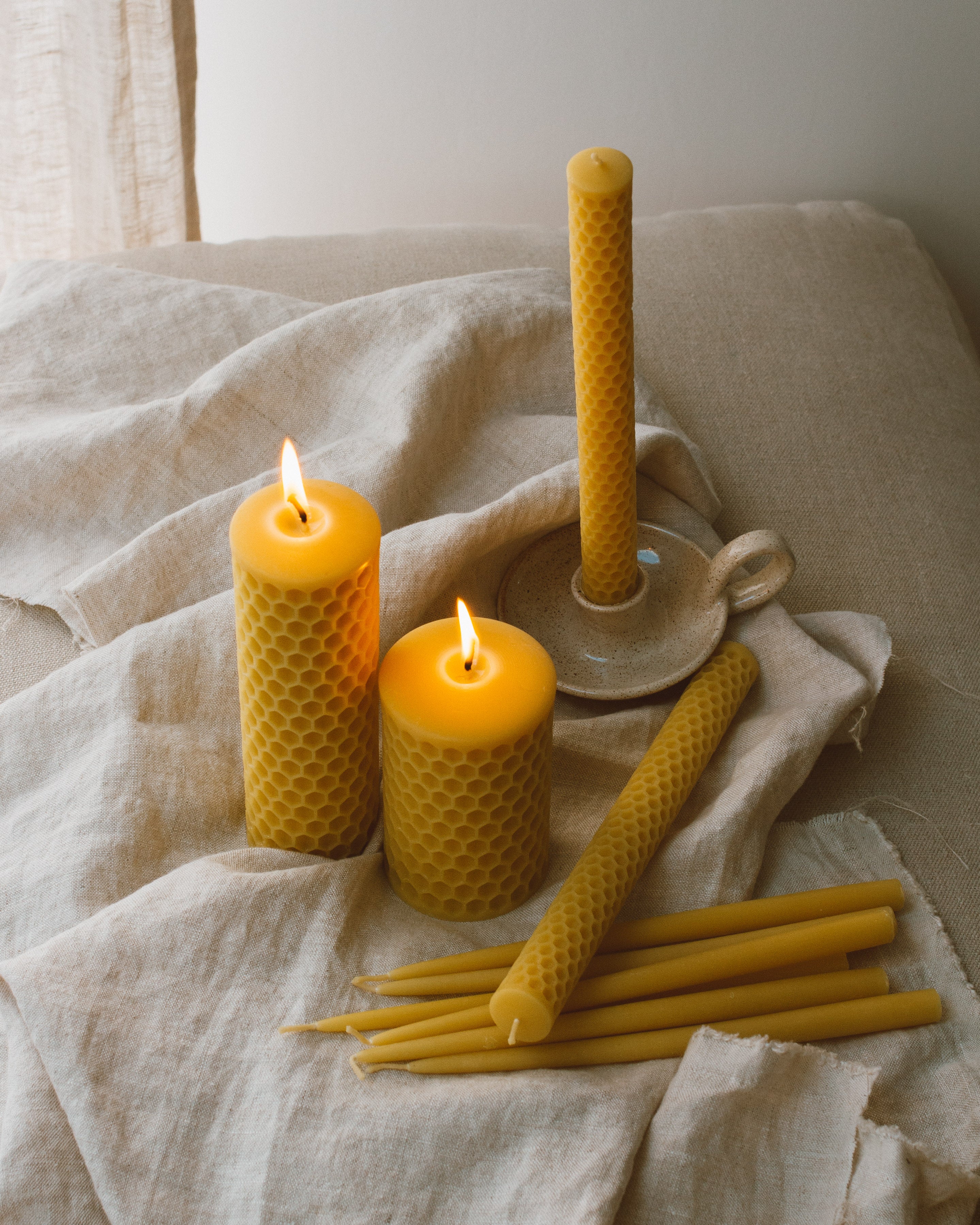Handcrafted Honeycomb Beeswax Pillar Candle – Pure Beeswax, Honey Aroma, Made In USA