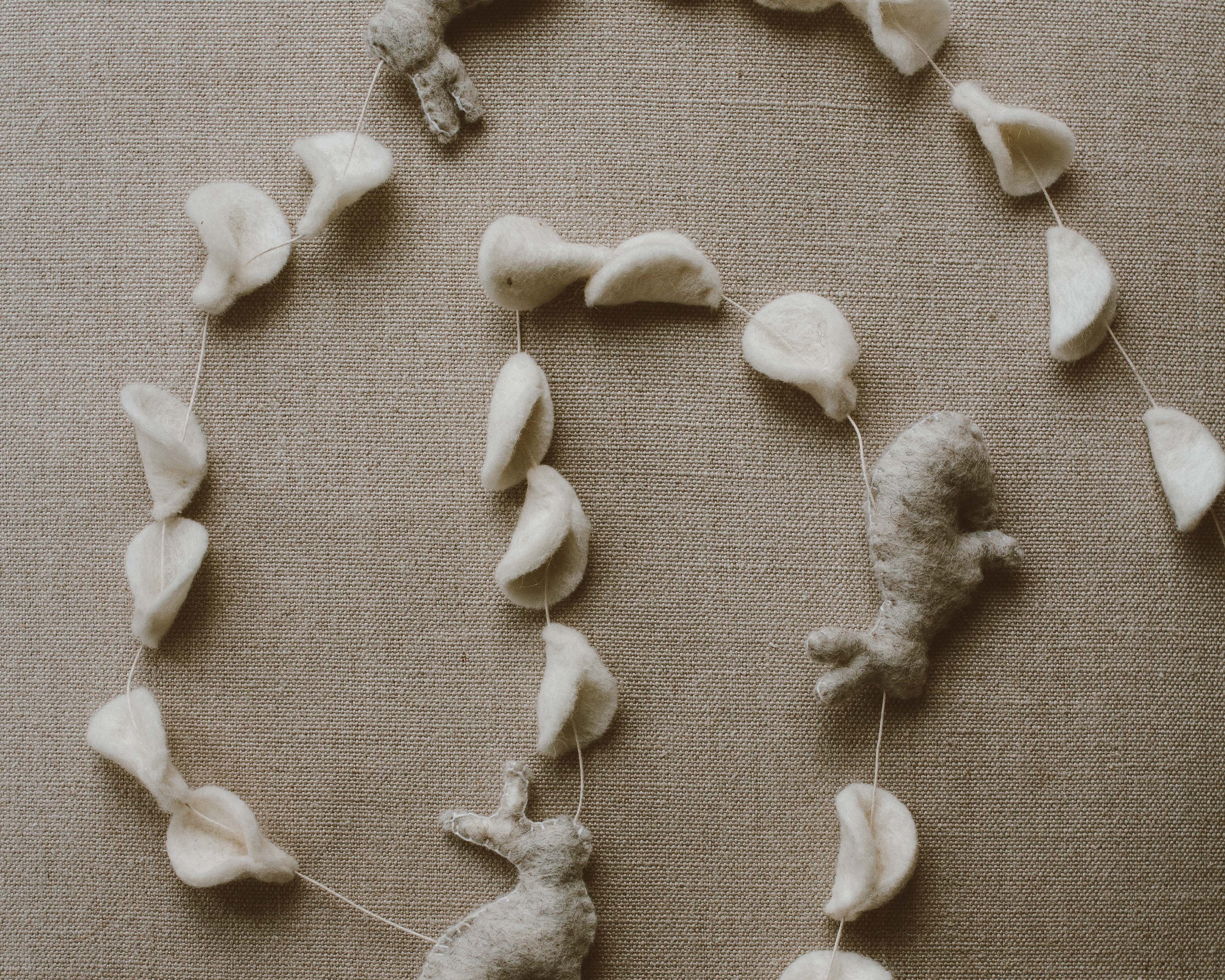 Easter Woodland Garland | Natural Wool by Goldrick. Handmade Gifts, Gifting. Perfect for eco-conscious consumers.