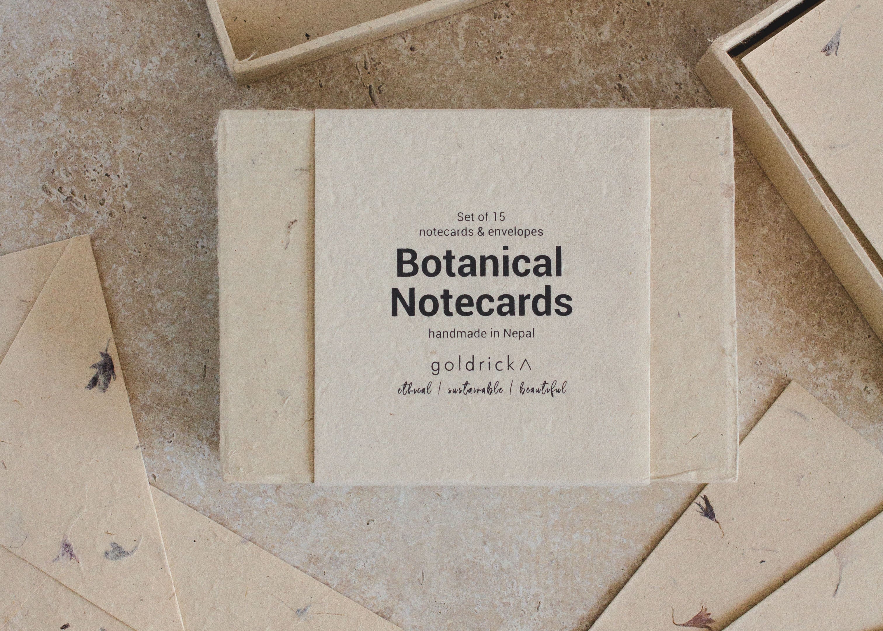 Botanical Notecards |  Dried Flowers & Handmade Paper by Goldrick. Handmade Gifts, Gifting. Perfect for eco-conscious consumers.