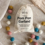 Pom Pom Garland | Natural Wool by Goldrick. Handmade Gifts, Gifting. Perfect for eco-conscious consumers.